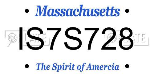 IS7S728 Massachusetts License Plate