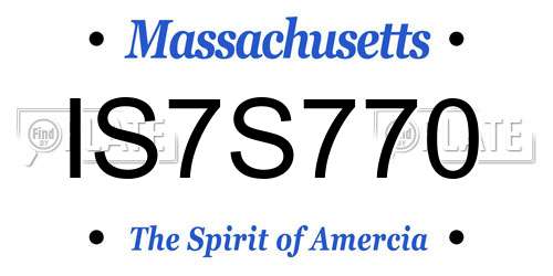 IS7S770 Massachusetts License Plate