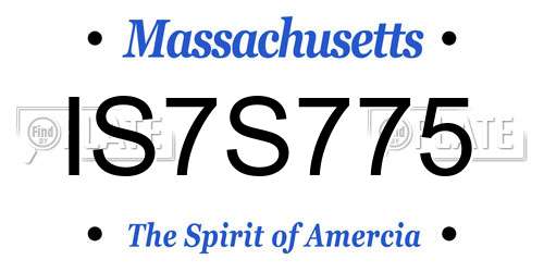 IS7S775 Massachusetts License Plate