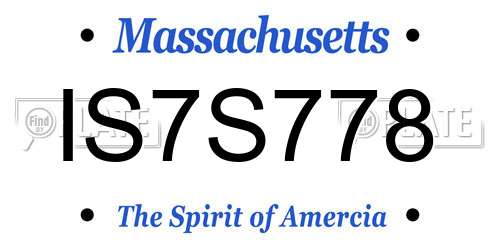 IS7S778 Massachusetts License Plate