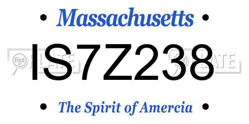 IS7Z238 Massachusetts License Plate