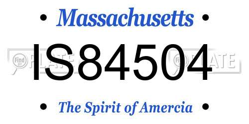 IS84504 Massachusetts License Plate
