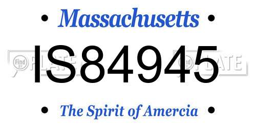 IS84945 Massachusetts License Plate