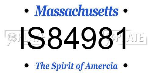 IS84981 Massachusetts License Plate