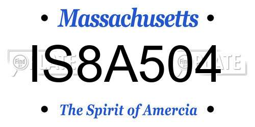 IS8A504 Massachusetts License Plate