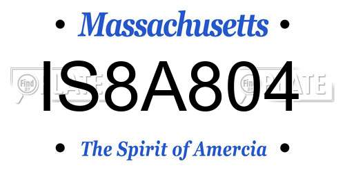 IS8A804 Massachusetts License Plate