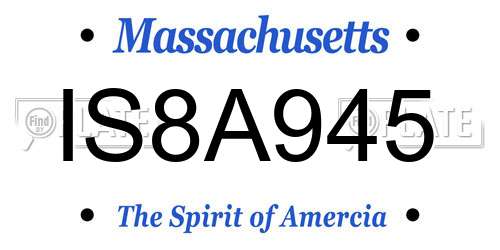 IS8A945 Massachusetts License Plate