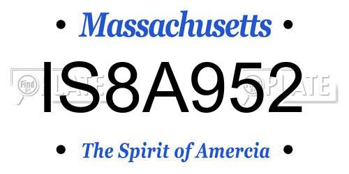 IS8A952 Massachusetts License Plate
