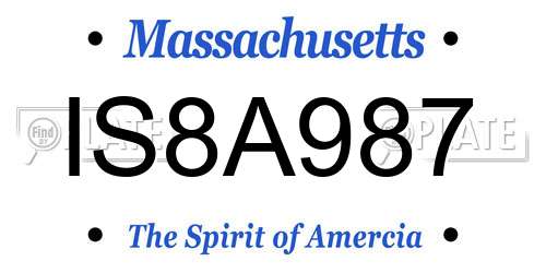 IS8A987 Massachusetts License Plate