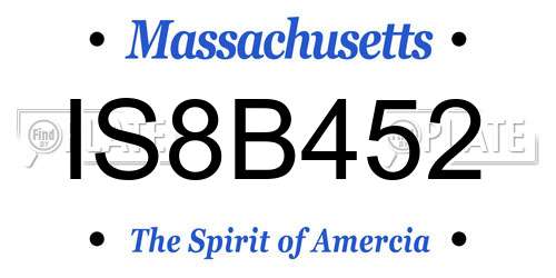 IS8B452 Massachusetts License Plate