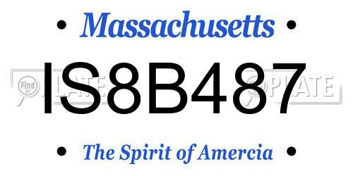 IS8B487 Massachusetts License Plate
