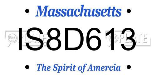 IS8D613 Massachusetts License Plate
