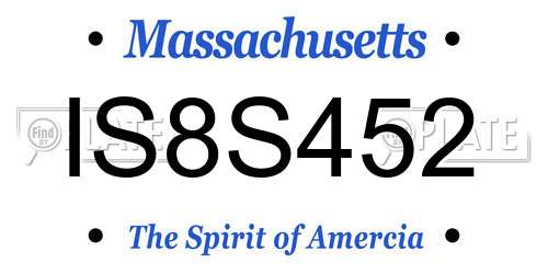 IS8S452 Massachusetts License Plate