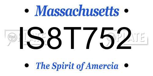 IS8T752 Massachusetts License Plate