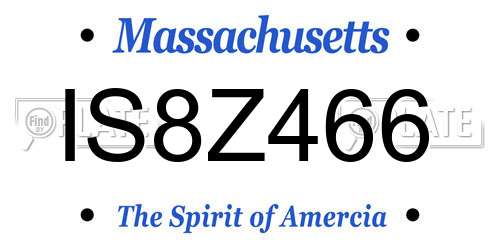 IS8Z466 Massachusetts License Plate