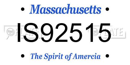 IS92515 Massachusetts License Plate