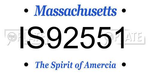 IS92551 Massachusetts License Plate