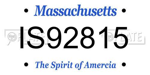 IS92815 Massachusetts License Plate