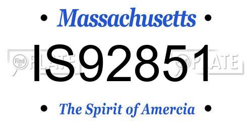IS92851 Massachusetts License Plate