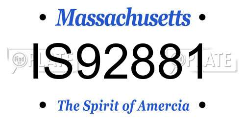 IS92881 Massachusetts License Plate