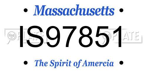 IS97851 Massachusetts License Plate