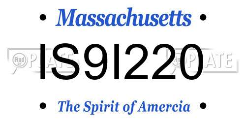 IS9I220 Massachusetts License Plate