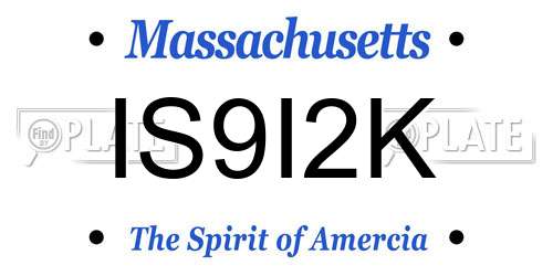 IS9I2K Massachusetts License Plate