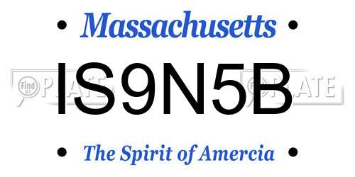 IS9N5B Massachusetts License Plate
