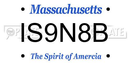 IS9N8B Massachusetts License Plate