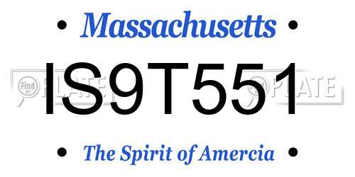 IS9T551 Massachusetts License Plate