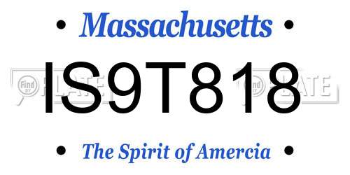 IS9T818 Massachusetts License Plate