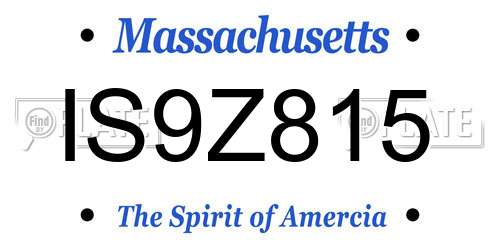 IS9Z815 Massachusetts License Plate