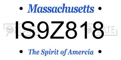 IS9Z818 Massachusetts License Plate