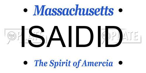 ISAIDID Massachusetts License Plate