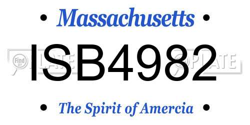 ISB4982 Massachusetts License Plate