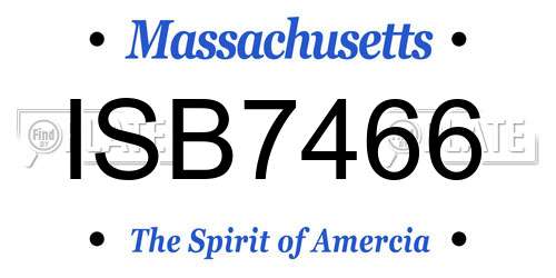 ISB7466 Massachusetts License Plate
