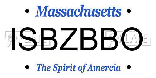 ISBZBBO Massachusetts License Plate