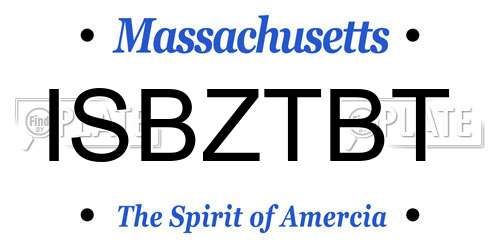 ISBZTBT Massachusetts License Plate