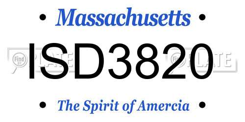 ISD3820 Massachusetts License Plate