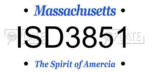 ISD3851 Massachusetts License Plate