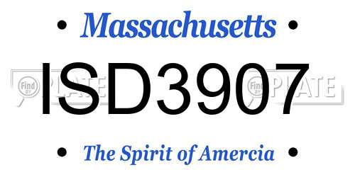 ISD3907 Massachusetts License Plate