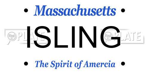 ISLING Massachusetts License Plate