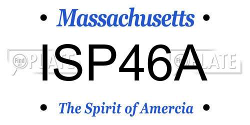 ISP46A Massachusetts License Plate