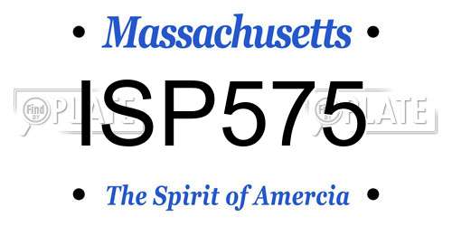 ISP575 Massachusetts License Plate