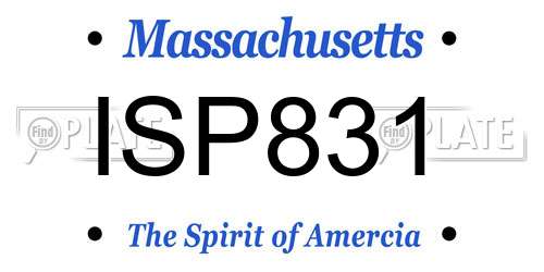 ISP831 Massachusetts License Plate