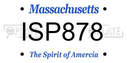 ISP878 Massachusetts License Plate