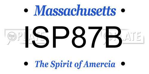 ISP87B Massachusetts License Plate