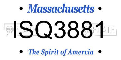 ISQ3881 Massachusetts License Plate
