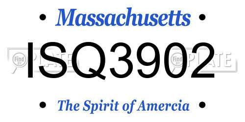 ISQ3902 Massachusetts License Plate