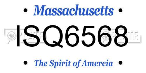 ISQ6568 Massachusetts License Plate